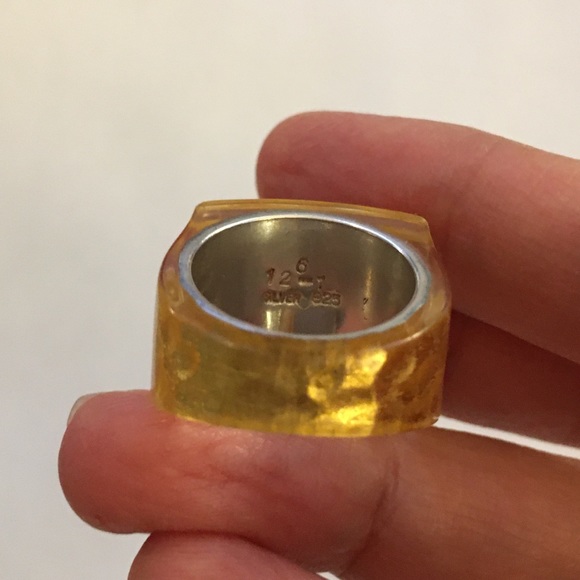 Sterling silver gold plated lucite dome ring - Picture 7 of 11